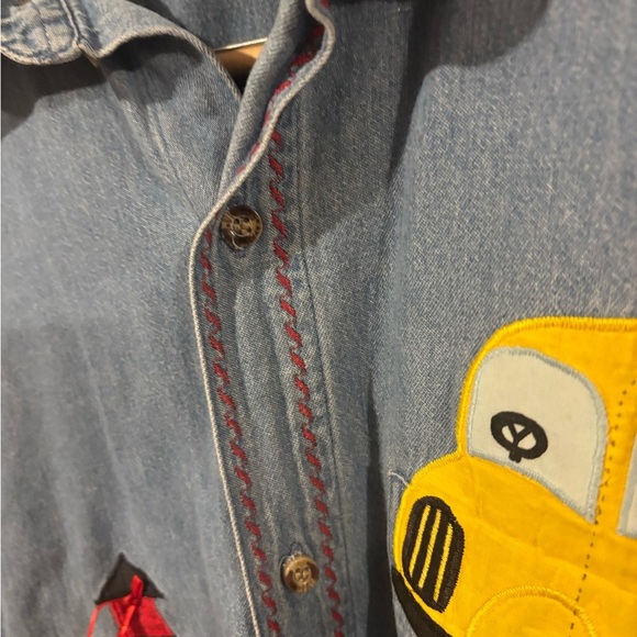 COPY - Dominion apparel embroidered school house bus vintage Jean shirt XL - Picture 5 of 9